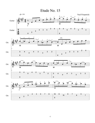 Etude No.15 For Guitar by Neal Fitzpatrick-Tablature Edition