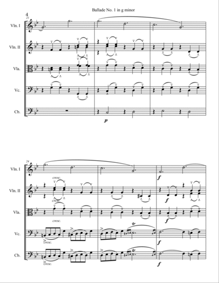 Ballade No. 1 in g minor String Orchestra scores gallery preview page 4