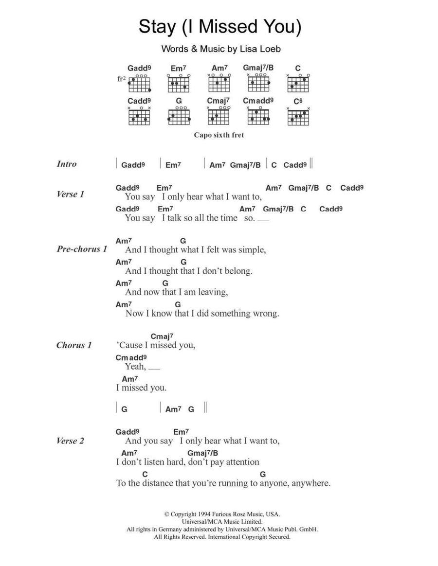 Stay (I Missed You) Acoustic Guitar scores gallery preview page 1