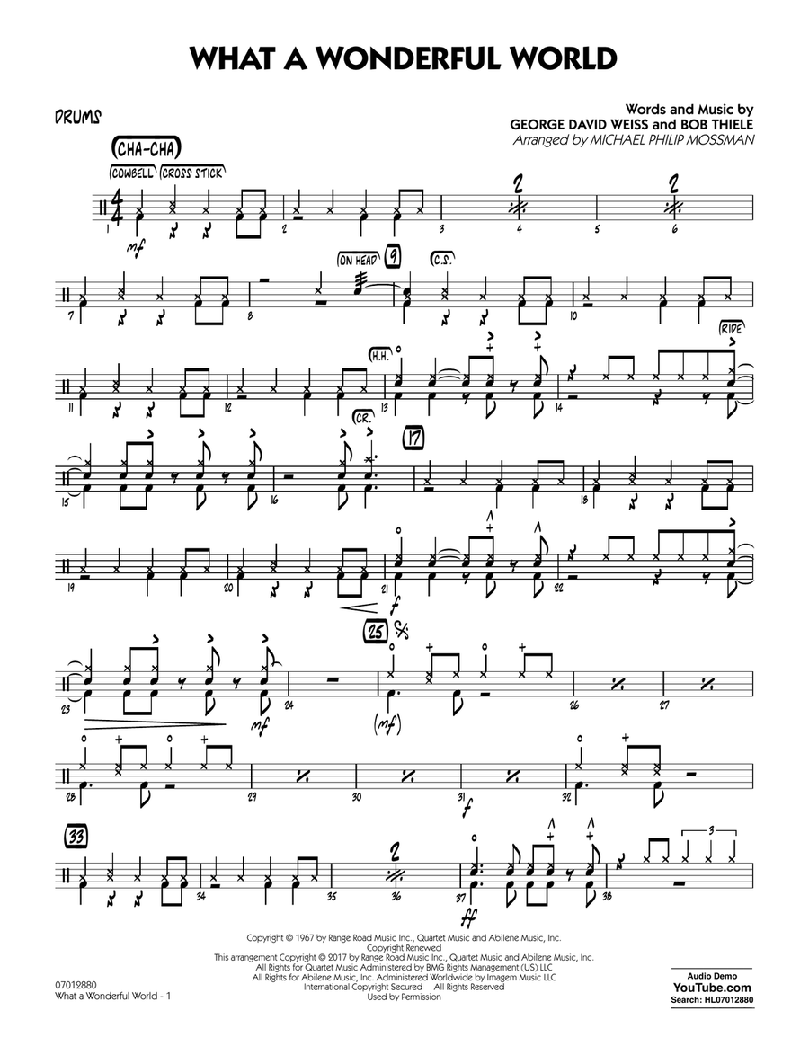 What A Wonderful World Dl - Drums Jazz Ensemble scores gallery preview page 1