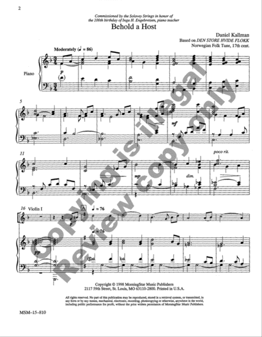 Two Hymns for Two Violins and Piano Violin scores gallery preview page 3