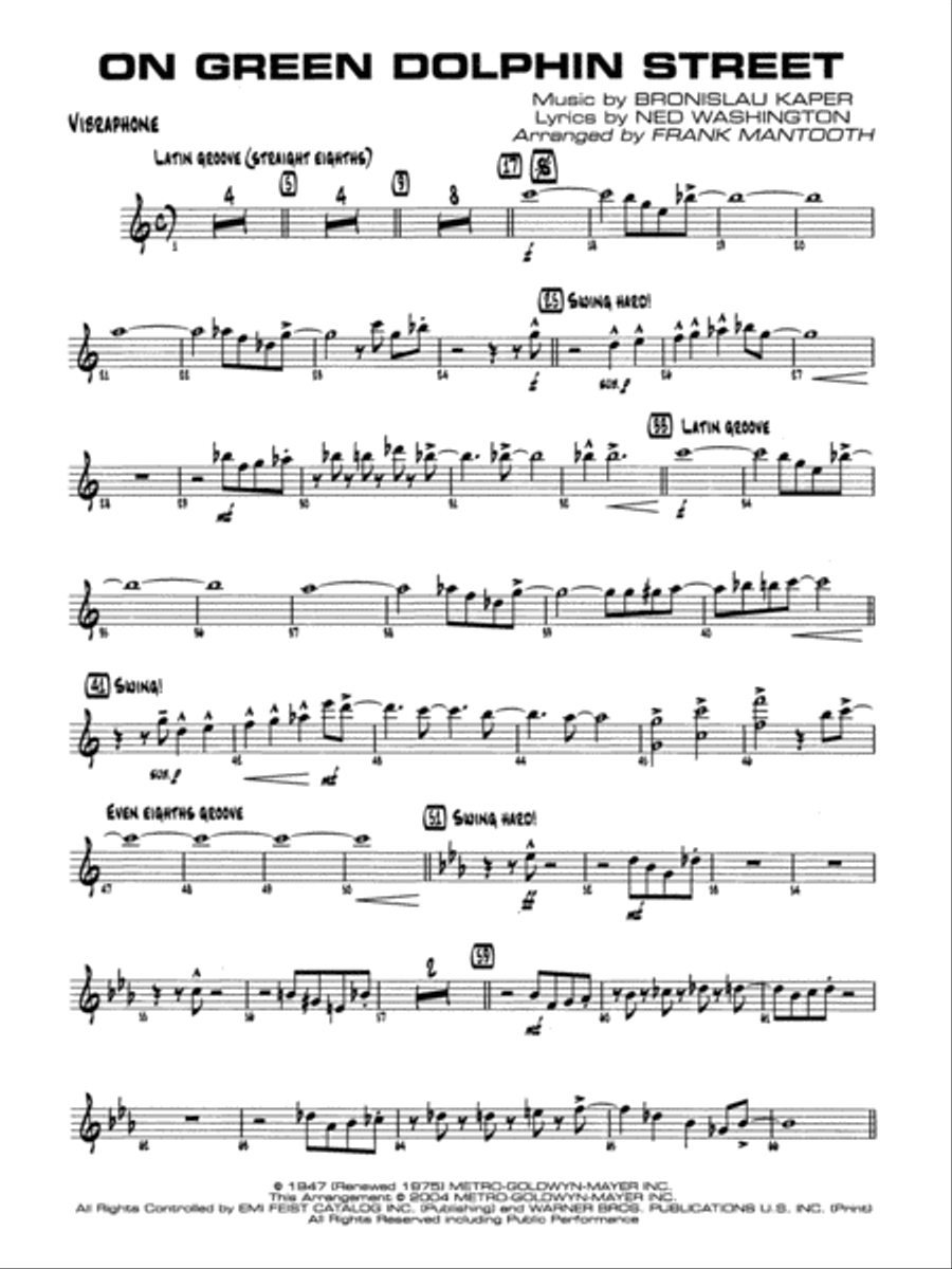 On Green Dolphin Street: Vibraphone Jazz Ensemble scores gallery preview page 1