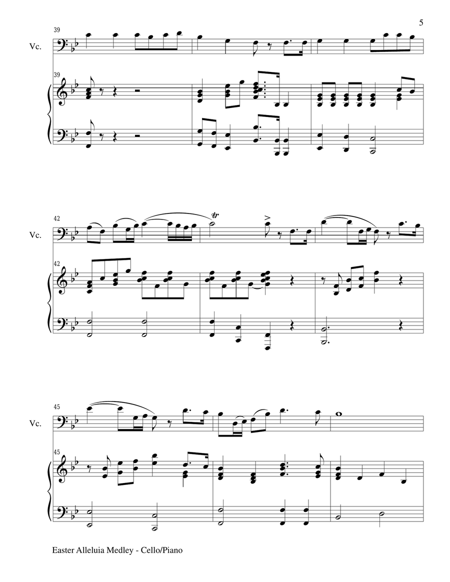 EASTER ALLELUIA MEDLEY (Duet – Cello/Piano) Score and Cello Part String Duet scores gallery preview page 5