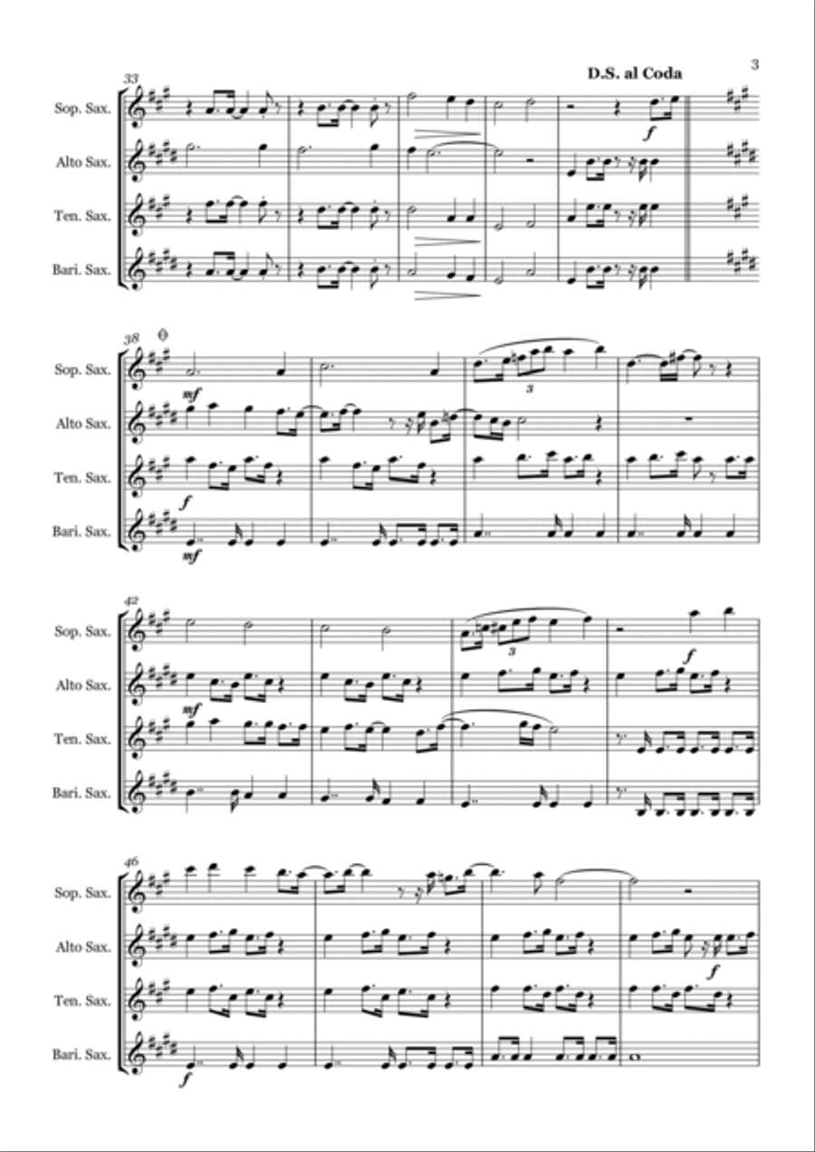 I Wish It Could Be Christmas Every Day Saxophone Quartet scores gallery preview page 3