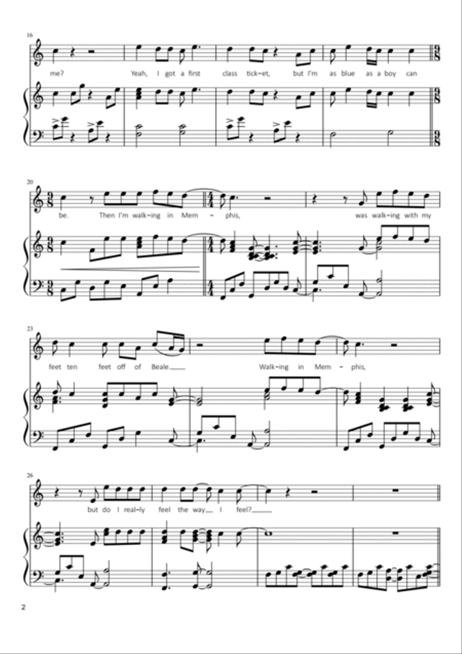 Walking In Memphis Voice scores gallery preview page 2