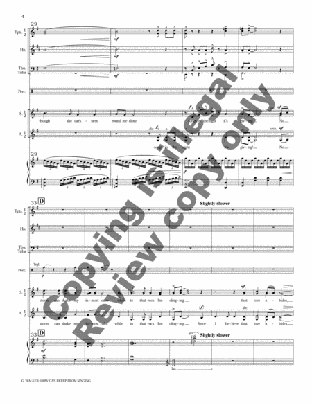 How Can I Keep from Singing? (SSAA Brass Version Full Score)
