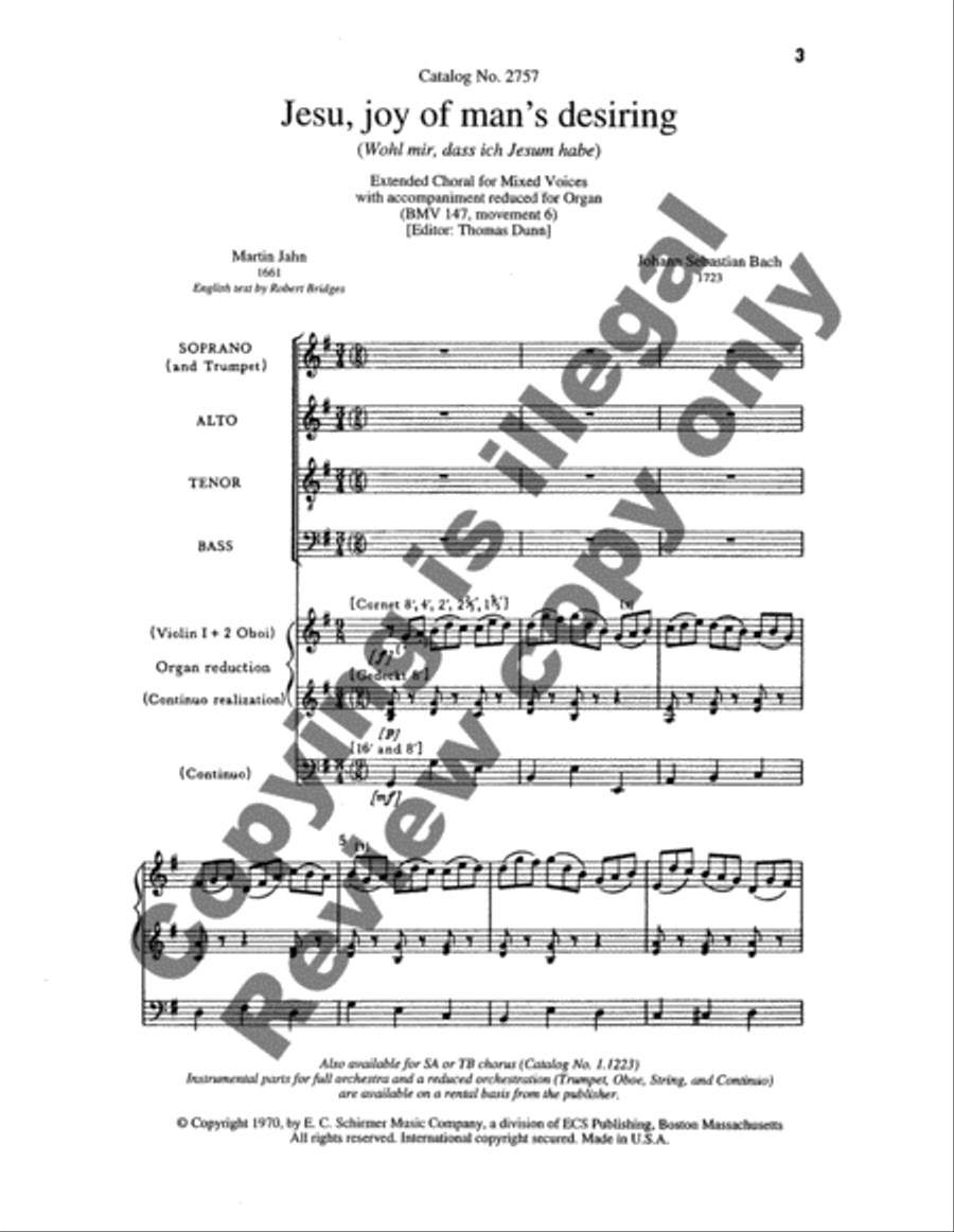 Jesu, joy of man's desiring G Major 4-Part scores gallery preview page 8