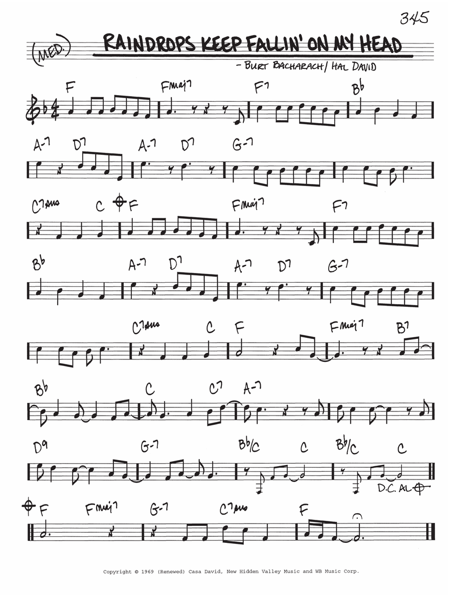 Raindrops Keep Fallin' On My Head Piano scores gallery preview page 1