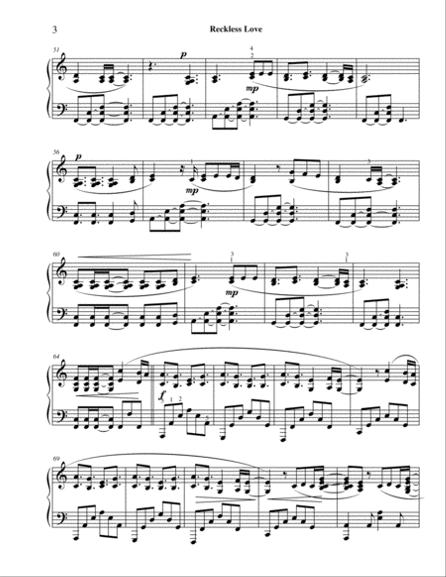 Reckless Love Piano Solo scores gallery preview page 4