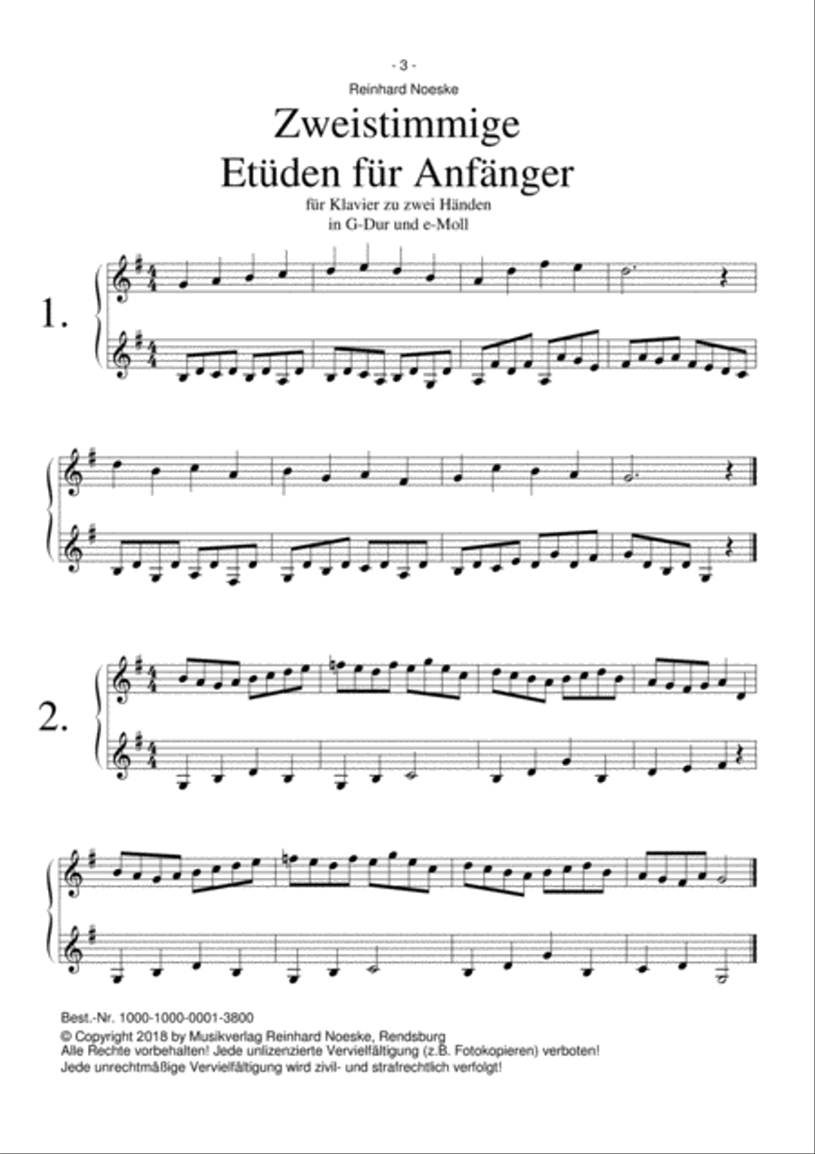 Zweistimmige Etüden für Anfänger in G-Dur und e-Moll Piano Method scores gallery preview page 5