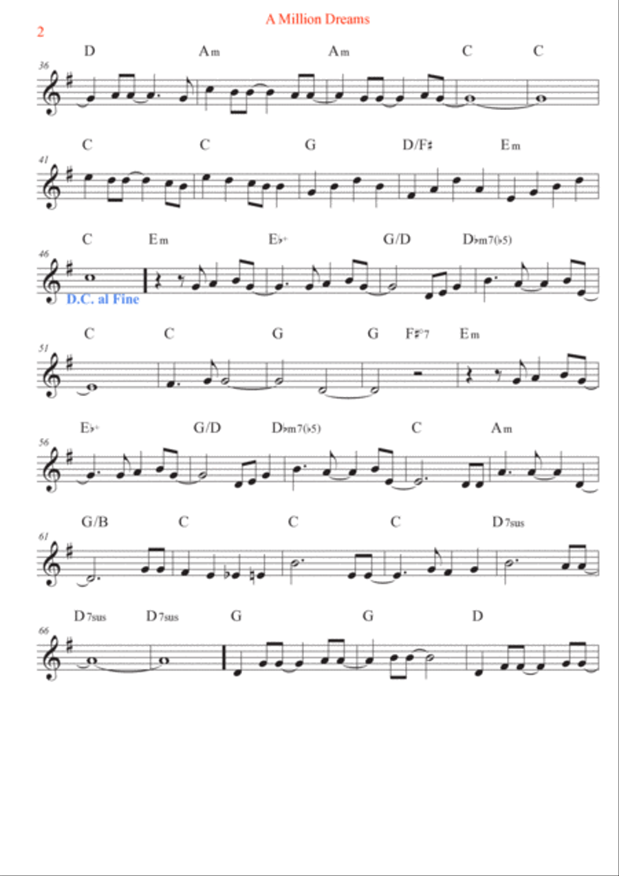 A Million Dreams Violin Solo scores gallery preview page 2