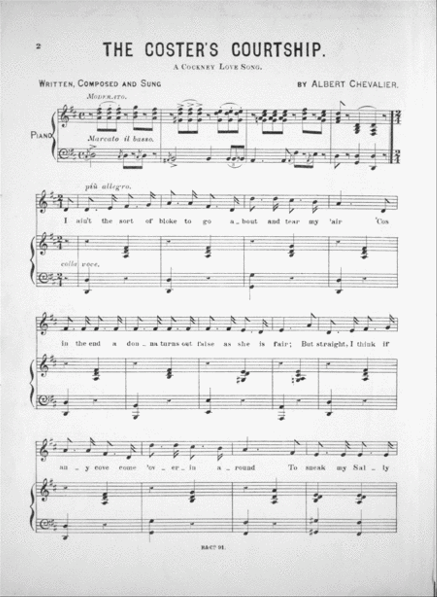 Yuss!, or, The Coster's Courtship. A Cockney Love Song Voice scores gallery preview page 2