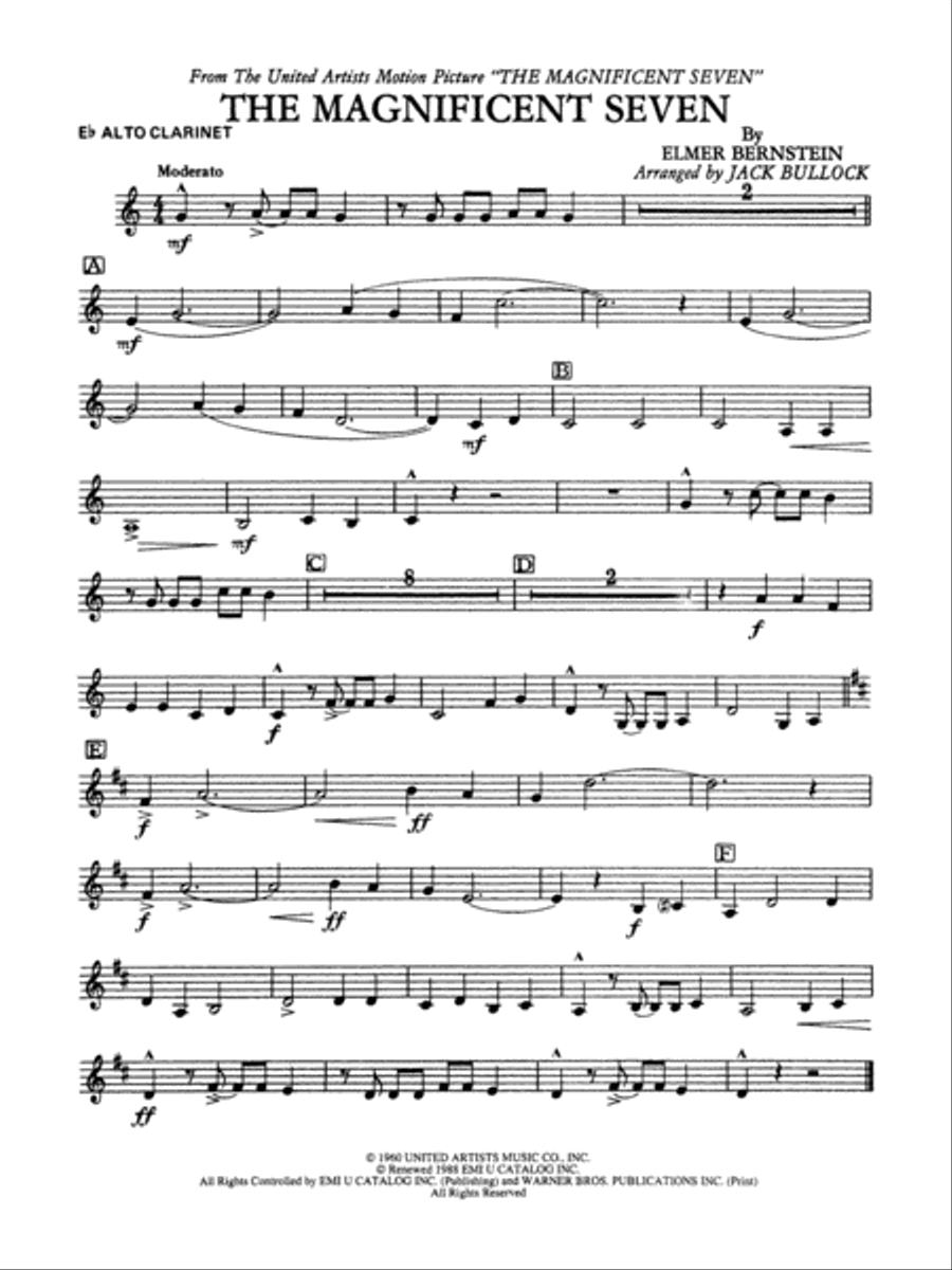 The Magnificent Seven: E-flat Alto Clarinet Concert Band scores gallery preview page 1