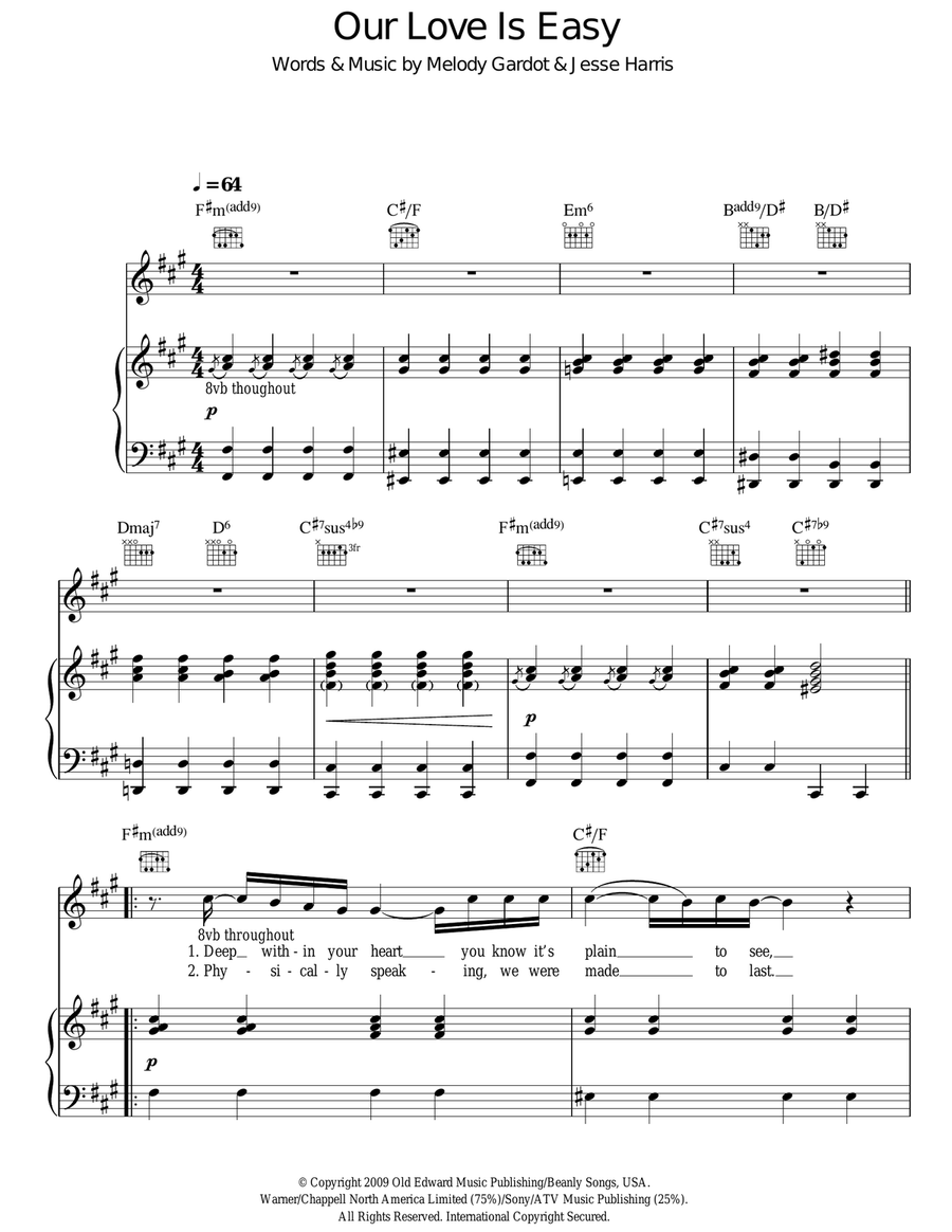 Our Love Is Easy Acoustic Guitar scores gallery preview page 1