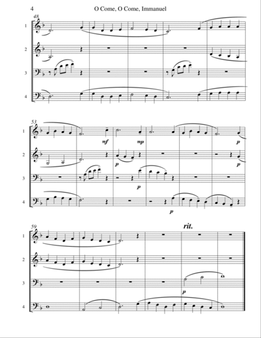 O Come, O Come, Immanuel (Emmanuel) - Brass Quartet Brass Quartet scores gallery preview page 5