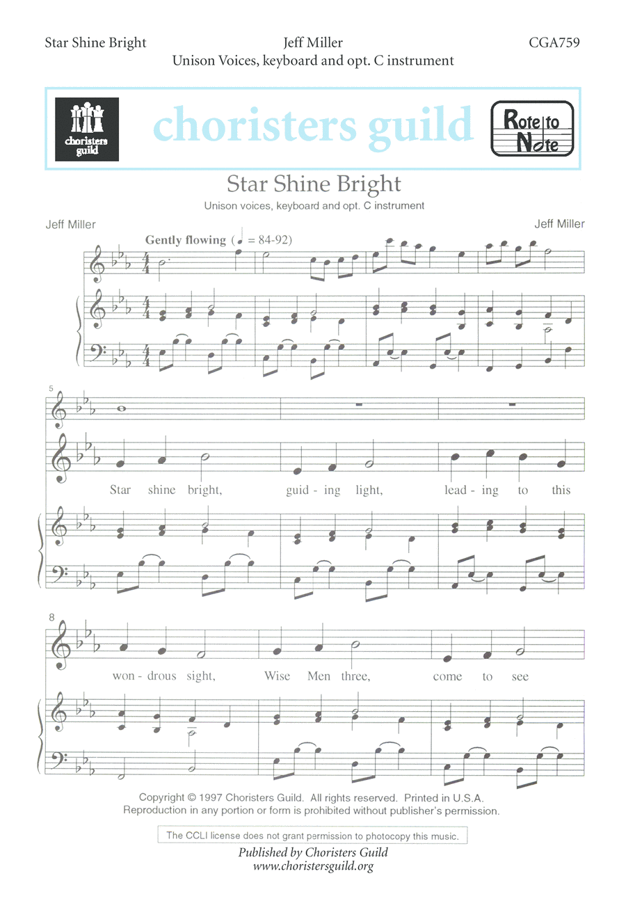 Star, Shine Bright Unison Choir scores gallery preview page 1