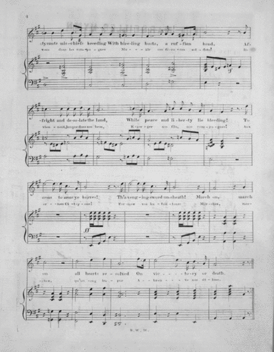 Marseilles Hymn, Key of A