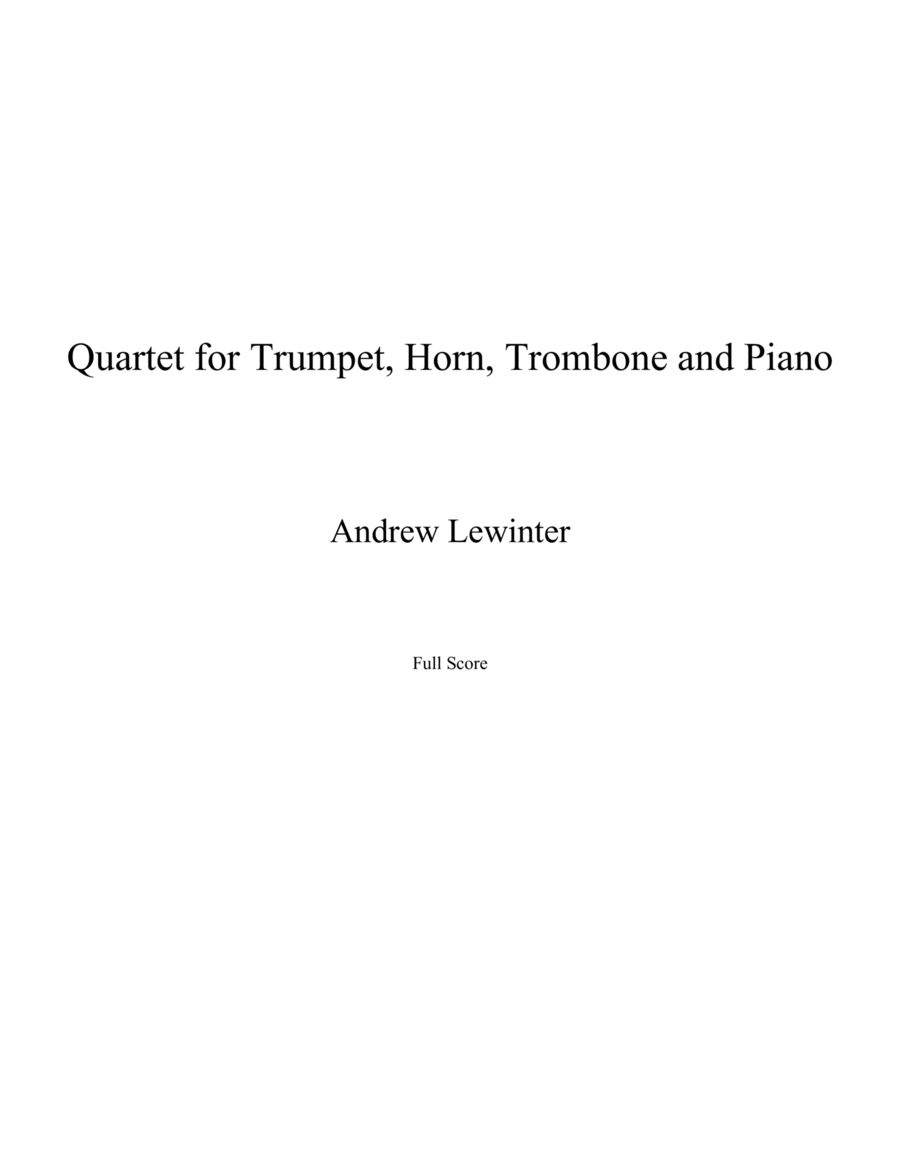 Quartet for Trumpet, Horn, Trombone, and Piano Horn scores gallery preview page 1