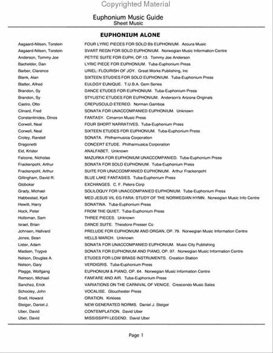 Euphonium Music Guide