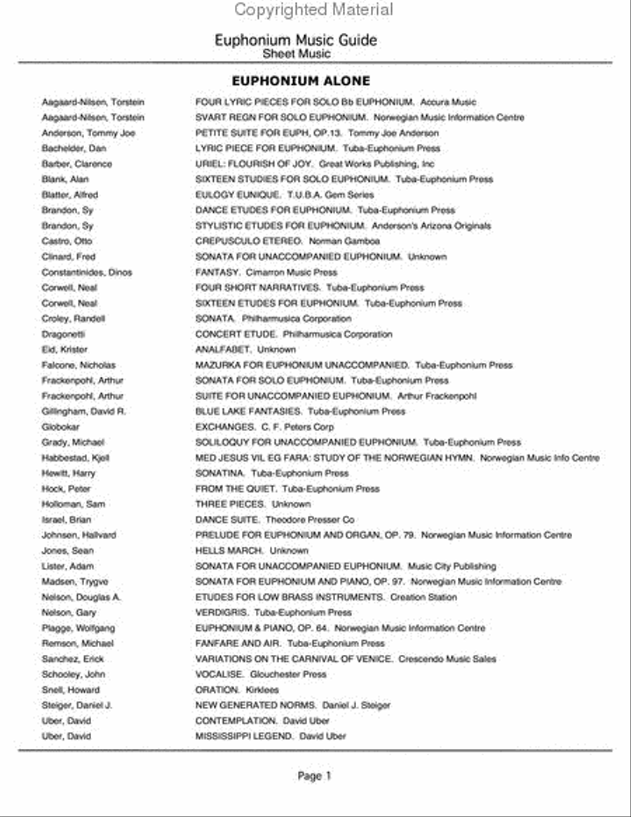 Euphonium Music Guide Euphonium Music Guide Euphonium scores gallery preview page 5