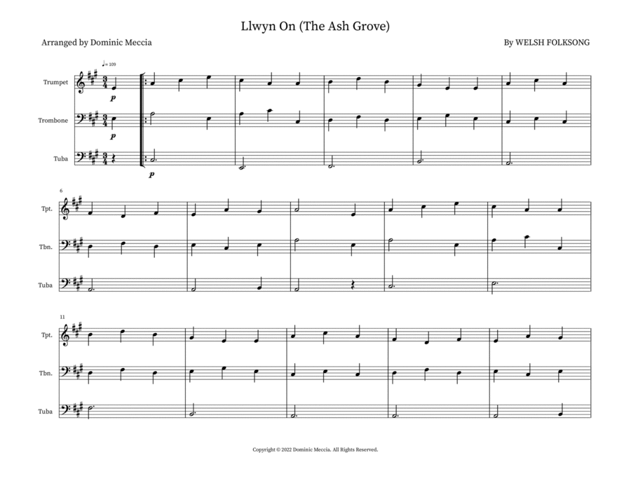 Llwyn On (The Ash Grove) Llwyn On (The Ash Grove) Small Ensemble scores gallery preview page 1