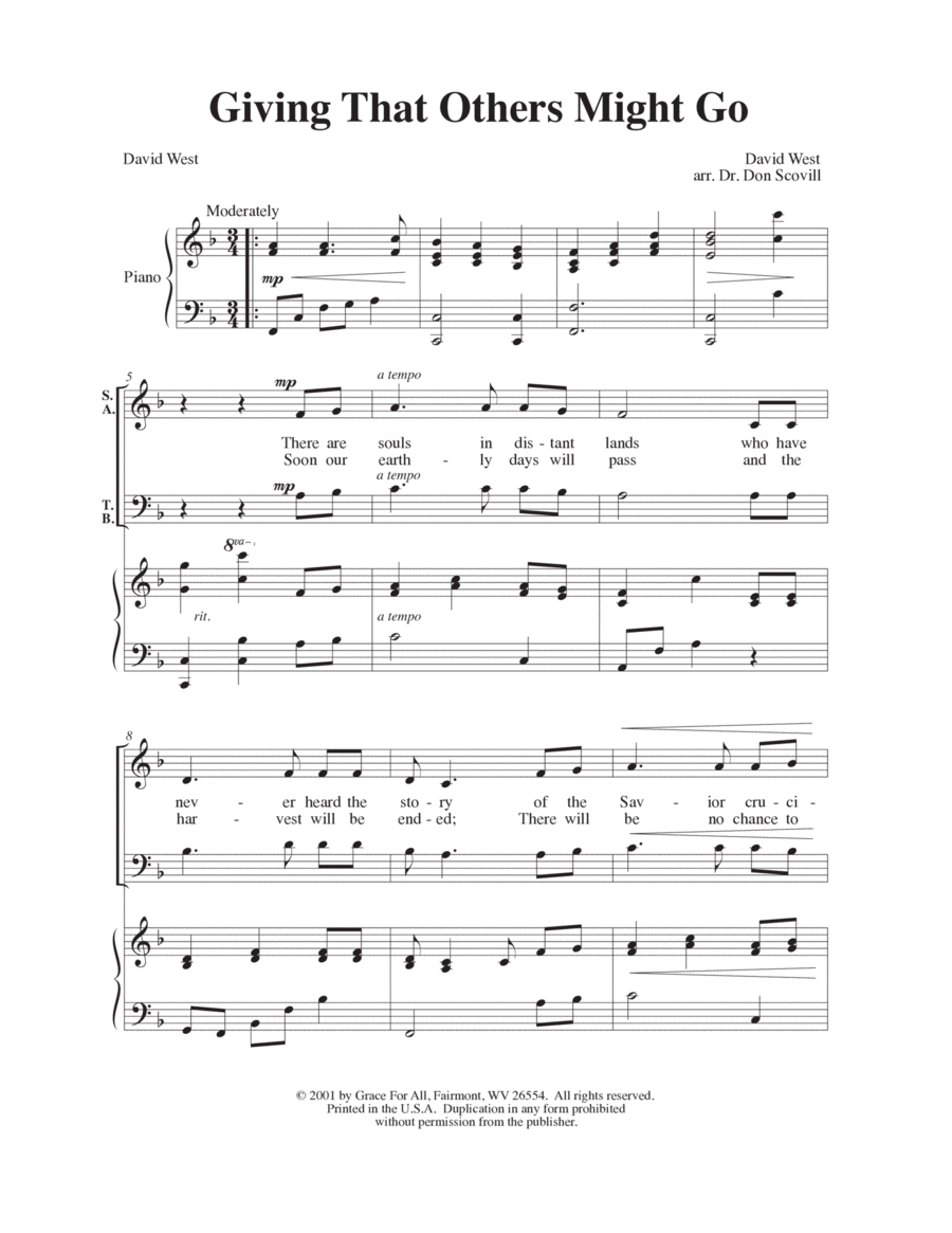 Giving That Others Might Go 4-Part scores gallery preview page 1