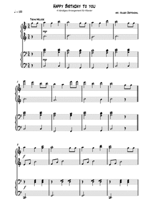 Happy Birthday to you | for four hands (piano duet) | easy piano score
