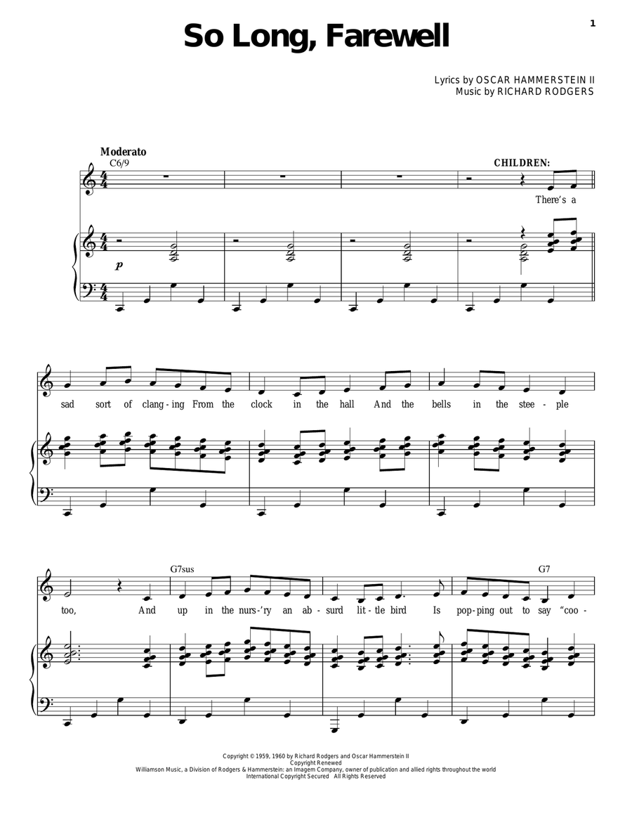 So Long, Farewell Piano, Vocal scores gallery preview page 1