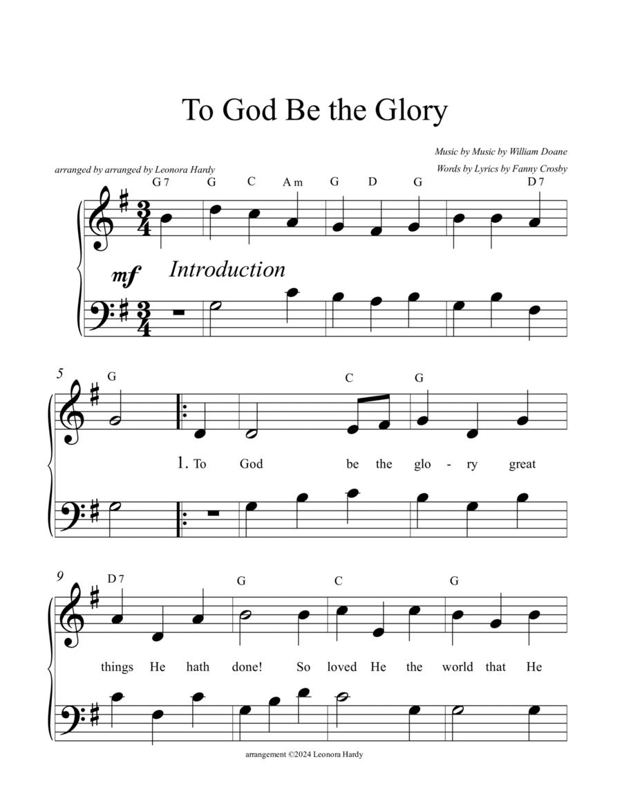 To God Be the Glory (Beginner) image number null