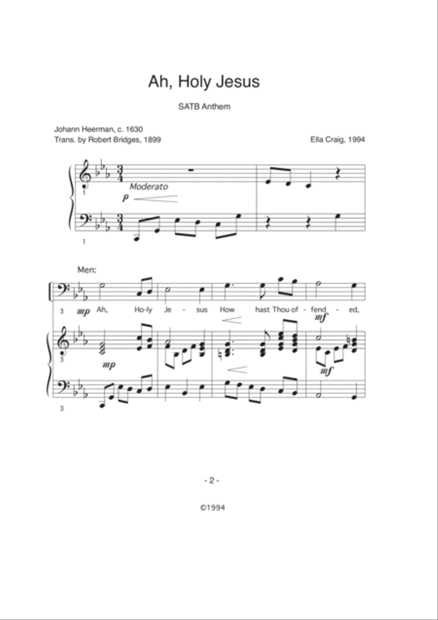 Ah, Holy Jesus Ah, Holy Jesus 4-Part scores gallery preview page 2