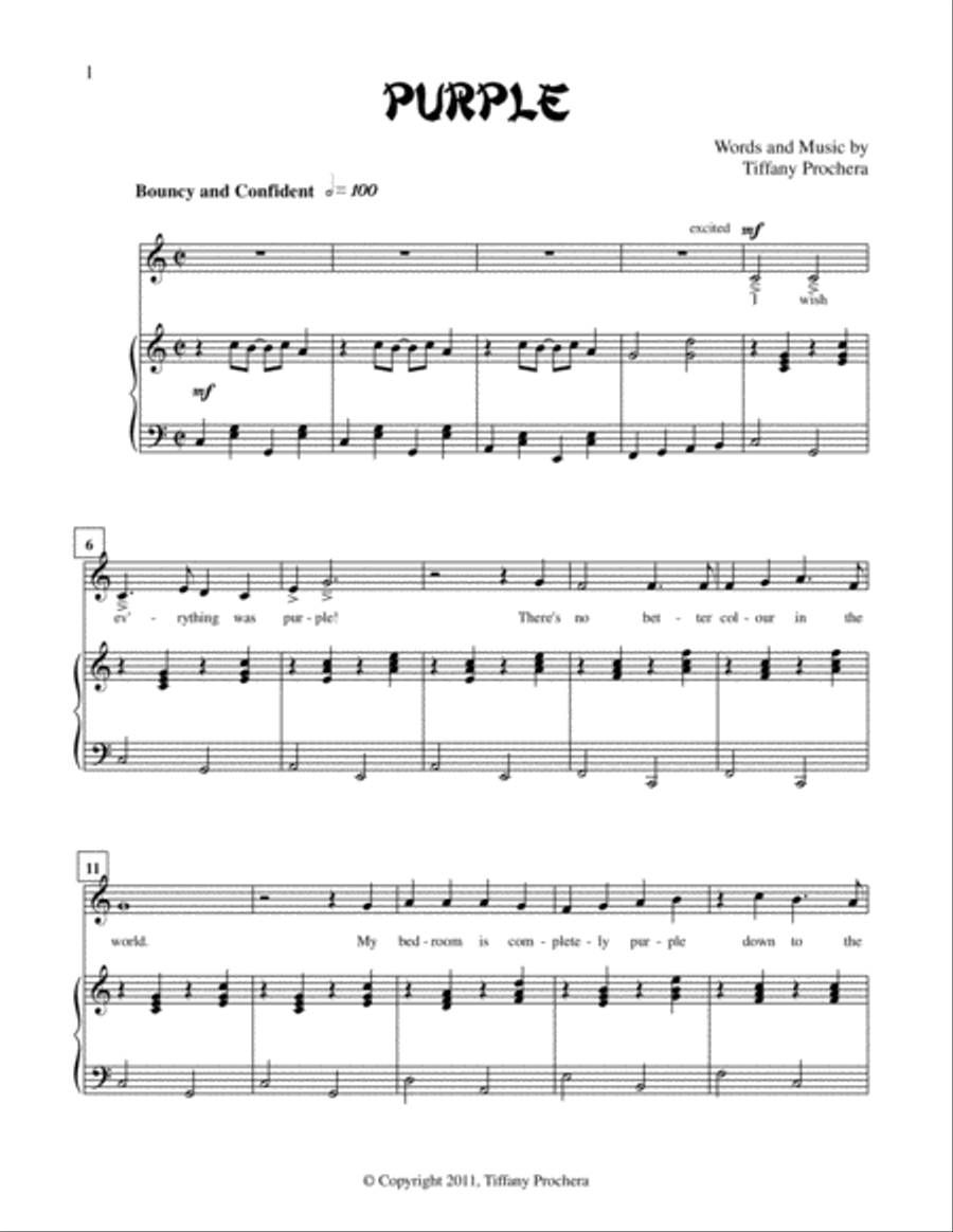Purple - From Bad Moods And Seven More Super Reasons To Sing A Silly Song Voice Solo scores gallery preview page 2