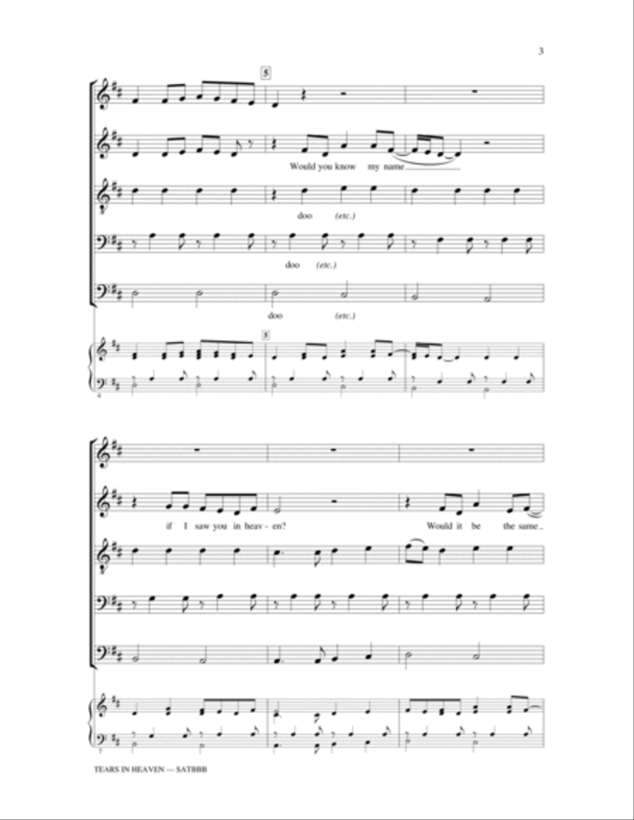 Tears In Heaven (arr. Christopher Gabbitas) 4-Part scores gallery preview page 2