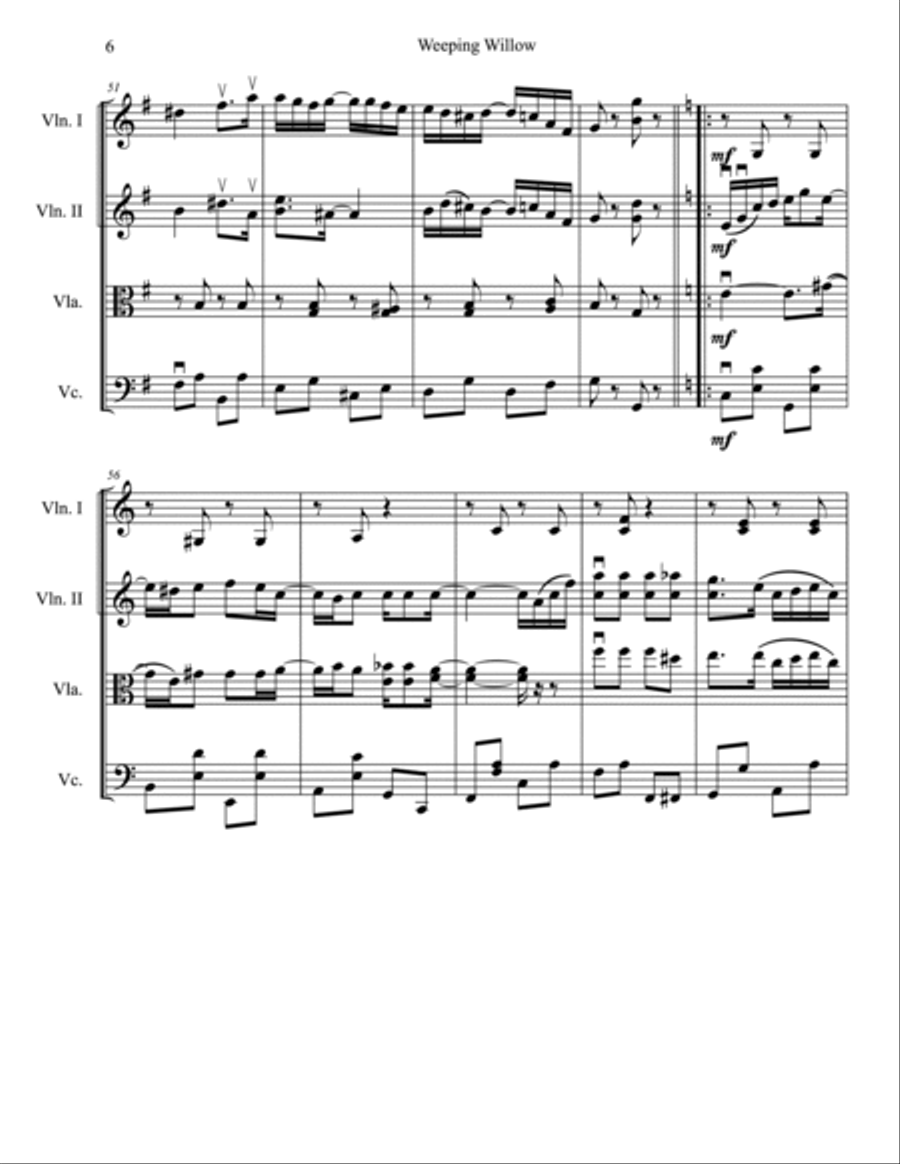 Weeping Willow for String Quartet String Quartet scores gallery preview page 6