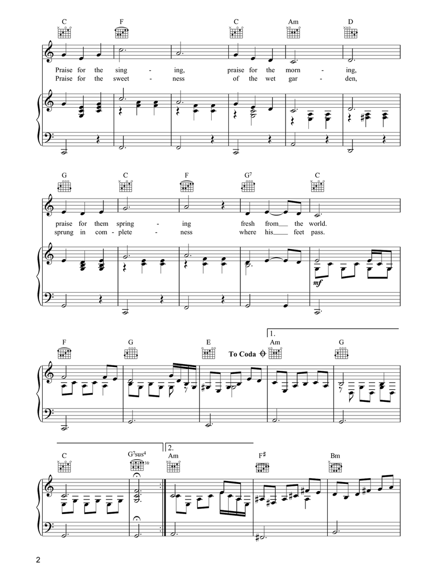 Morning Has Broken Piano, Vocal, Guitar scores gallery preview page 2