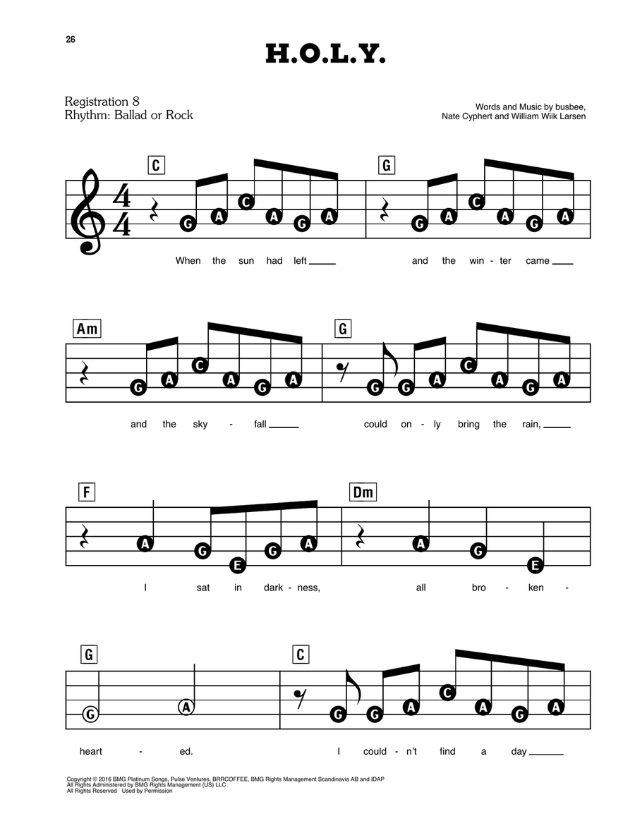 H.O.L.Y. H.O.L.Y. Electronic Keyboard scores gallery preview page 1