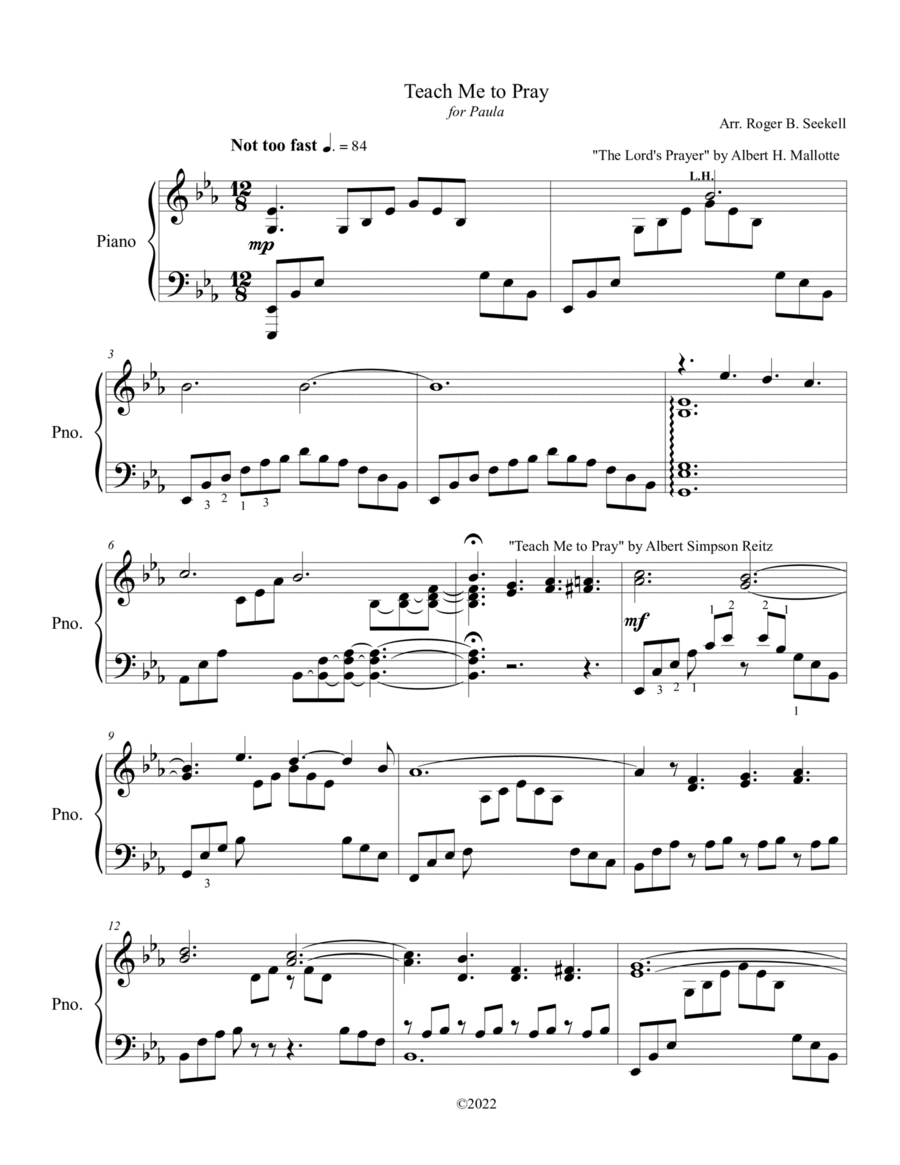 Teach Me to Pray Piano Solo scores gallery preview page 1