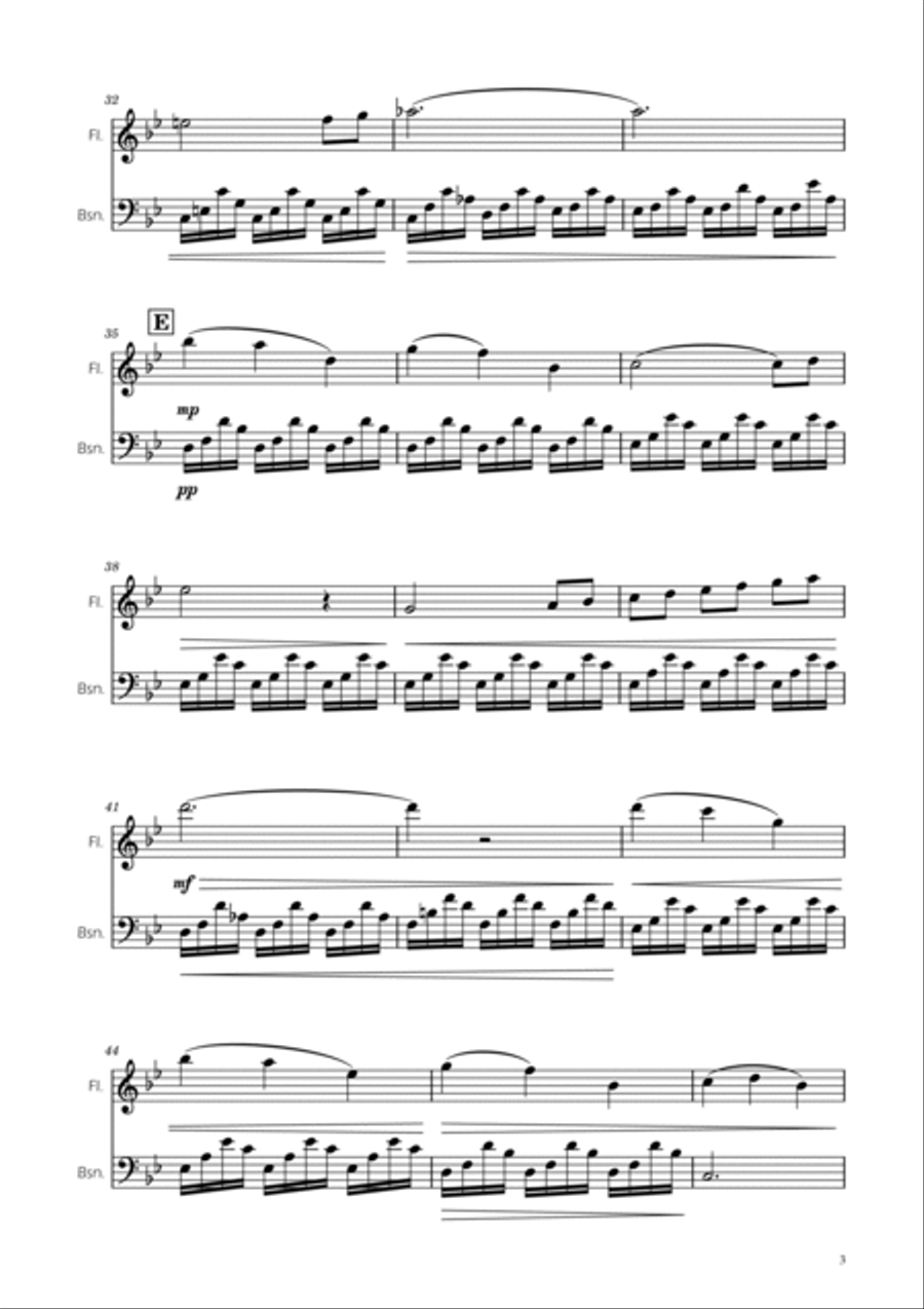 The Swan - Saint-Saens - Flute and Bassoon Duet Woodwind Duet scores gallery preview page 3