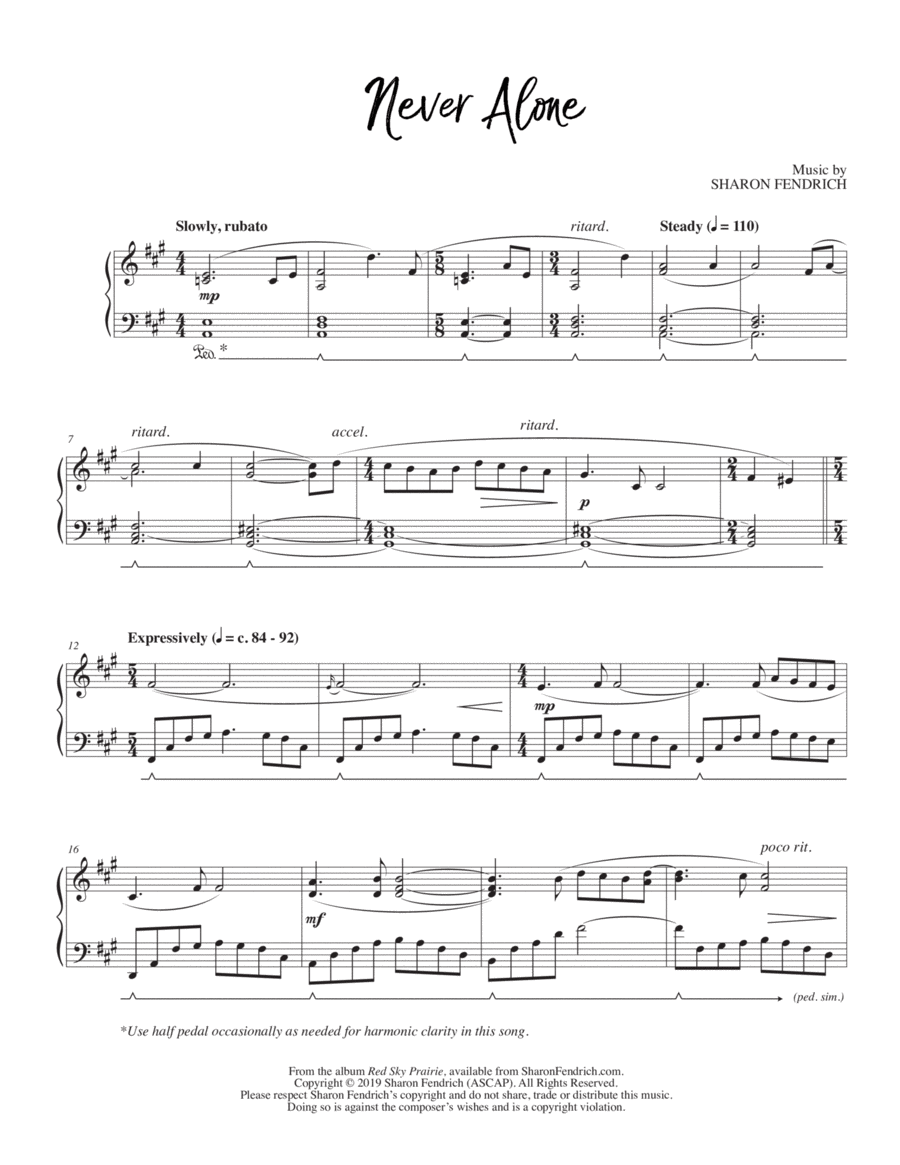 Never Alone Piano Solo scores gallery preview page 1