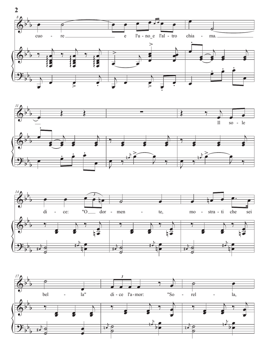 PUCCINI: Sole e amore (transposed to E-flat major) Piano, Vocal scores gallery preview page 3