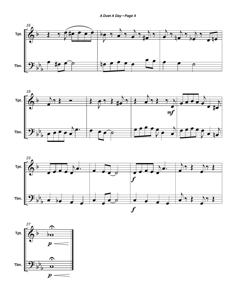 A Duet A Day for Trumpet and Trombone Brass Duet scores gallery preview page 5