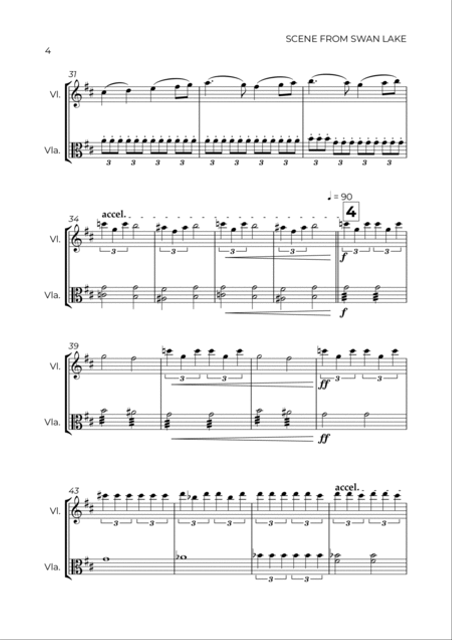 SCENE FROM SWAN LAKE - TCHAIKOVSKY - VIOLIN & VIOLA String Duet scores gallery preview page 4