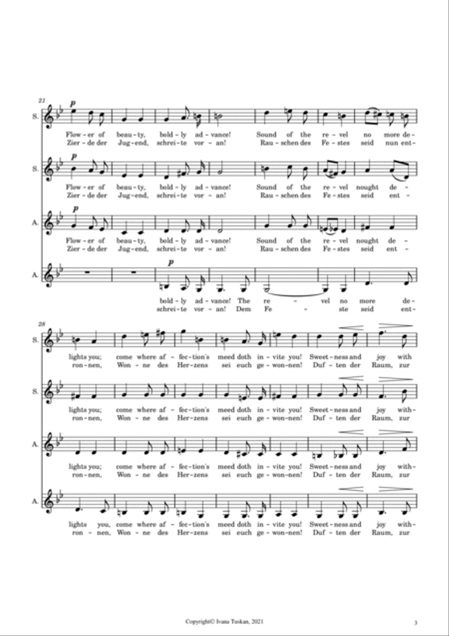 Wedding March (Bridal chorus) from Lohengrin, for SSAA a cappella SSAA scores gallery preview page 3