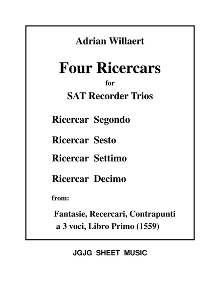 Four Renaissance Ricercars for SAT Recorder Trios image number null