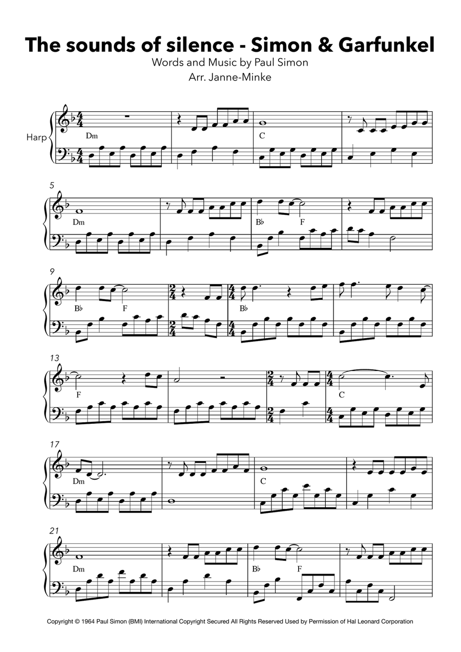 The Sound Of Silence Harp scores gallery preview page 2