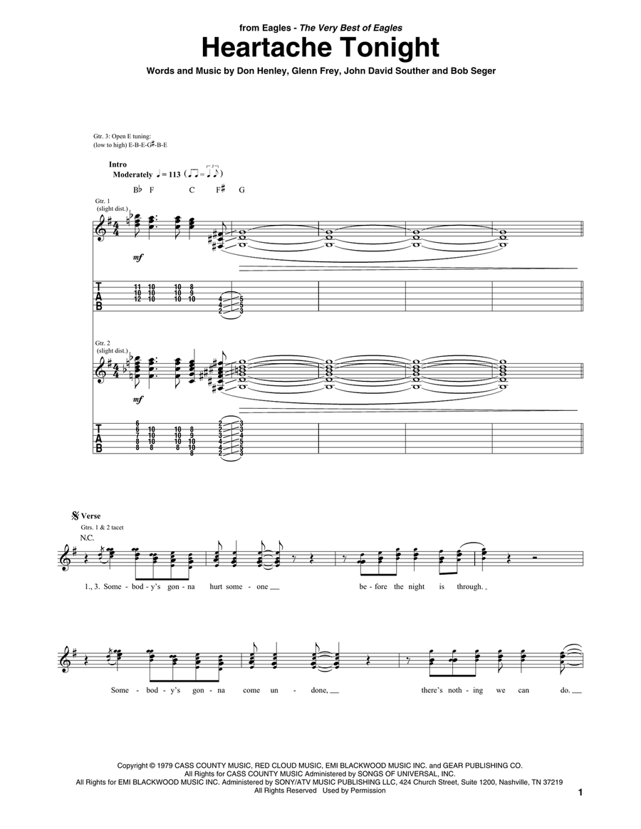 Heartache Tonight Heartache Tonight Acoustic Guitar scores gallery preview page 1