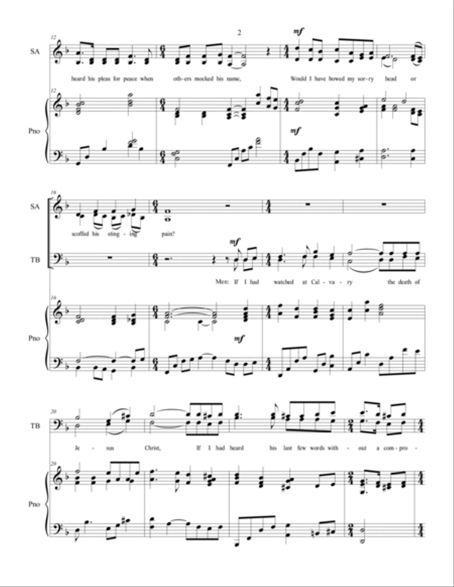 If I Had Knelt at Calvary, SATB Choir, sacred 4-Part scores gallery preview page 3