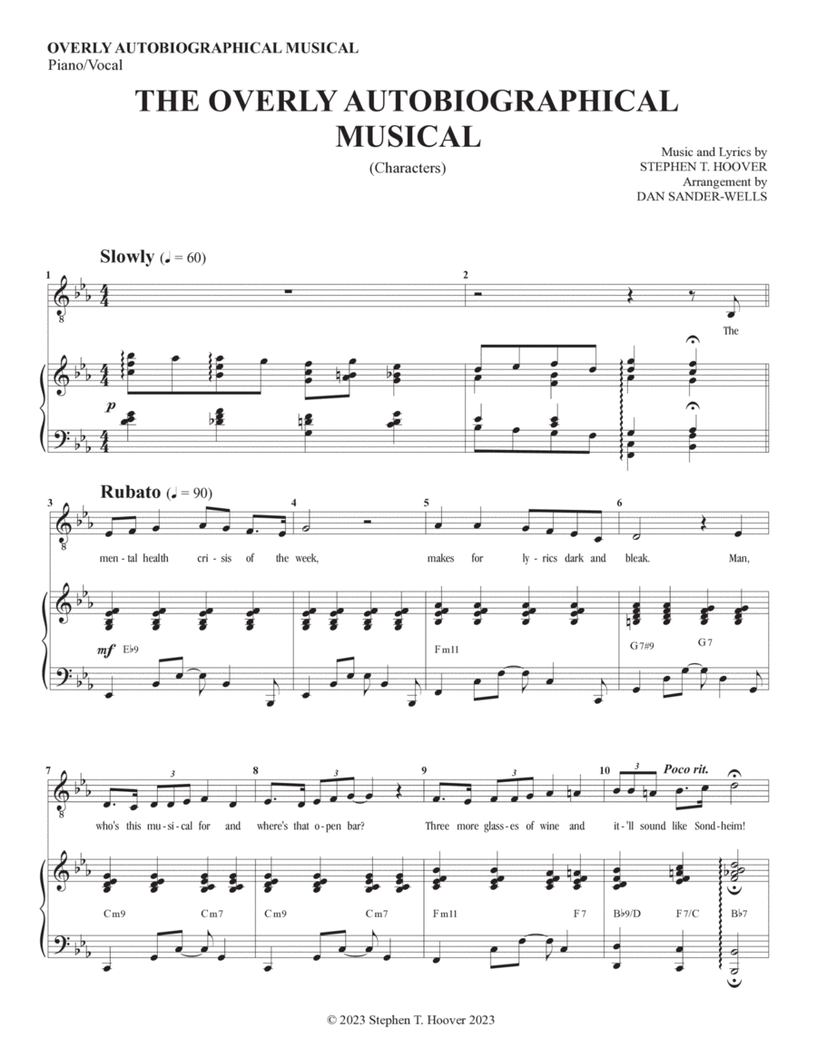 The Overly Autobiographical Musical Piano, Vocal, Guitar scores gallery preview page 1