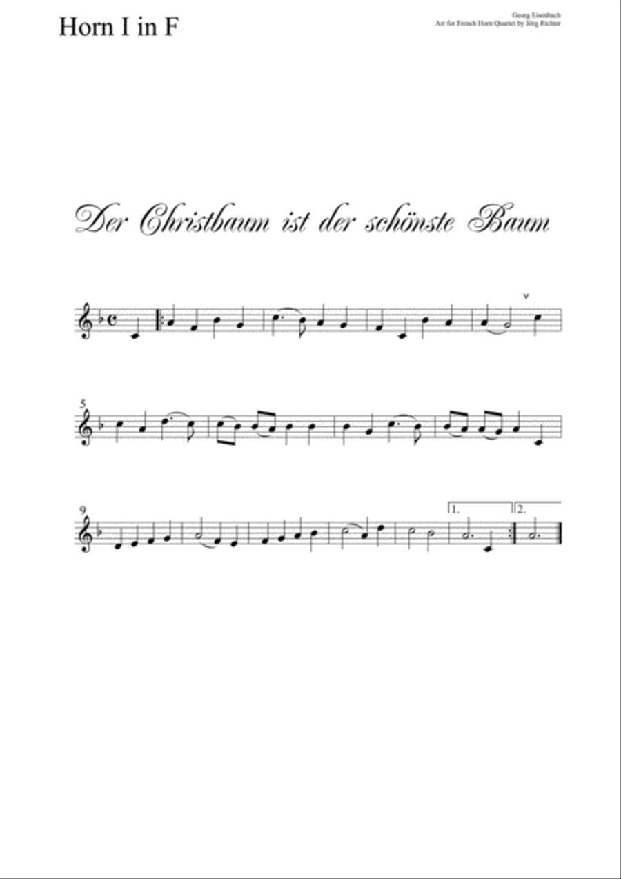 The Christmas tree is the most beautiful tree for French Horn Quartet Brass Quartet scores gallery preview page 3