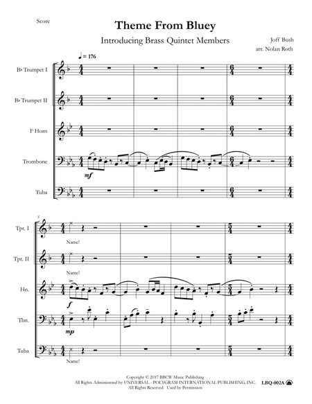 Bluey Theme Song Horn - Digital Sheet Music