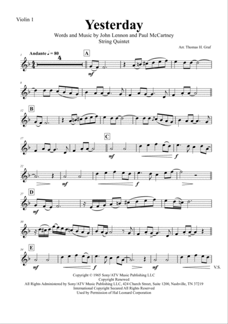 Yesterday String Quartet scores gallery preview page 3